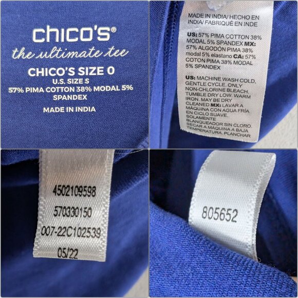 Chicos Ultimate Tee Tunic Top Womens Purple V Neck Long Sleeve Modal Blend Sz S - Picture 4 of 8